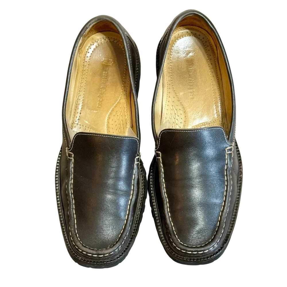 Martin Dingman Mens Classic‎ Brown Leather Driving Comfort Loafers Size 10.5